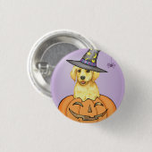 Gele lab Witch Ronde Button 3,2 Cm (Voorkant /achterkant)