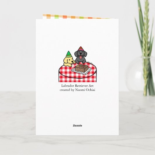 Gele Lab & Zwart Lab Verjaardag Kaart (Achterkant)