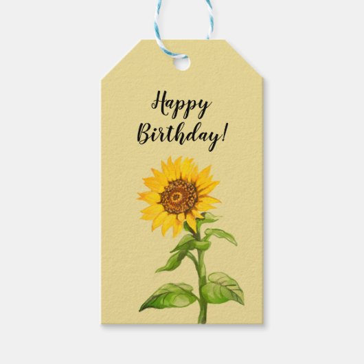 Gele labels met zonnebloemen cadeaulabel (Voorkant)