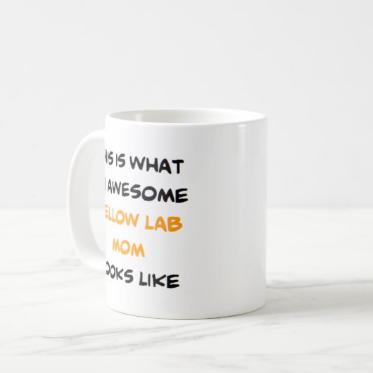 gele labmoeder, geweldige koffiemok (Voorkant links)