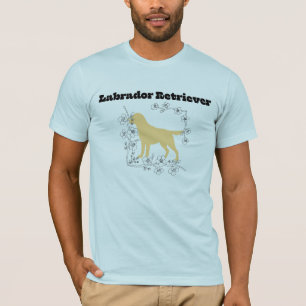 Gele Labradoor Silhouet met Wit Bloesem Frame T-shirt