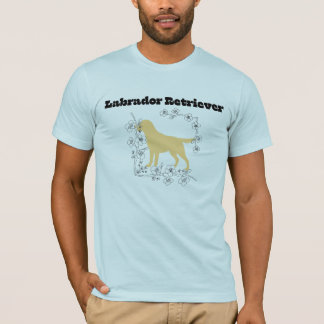 Gele Labradoor Silhouet met Wit Bloesem Frame T-shirt
