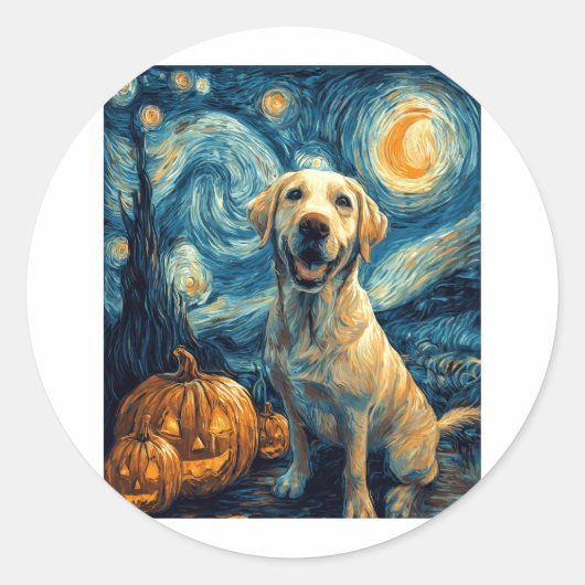 Gele labrador (2) ronde sticker (Voorkant)