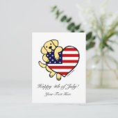 Gele Labrador American Heart 2 Briefkaart (Staand voorkant)