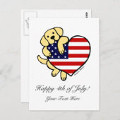 Gele Labrador American Heart 2 Briefkaart (Voorkant / Achterkant)