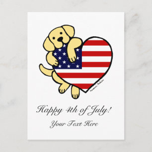 Gele Labrador American Heart 2 Briefkaart