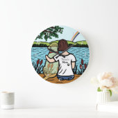 Gele Labrador Angel en Mam Clock Grote Klok (Huis)