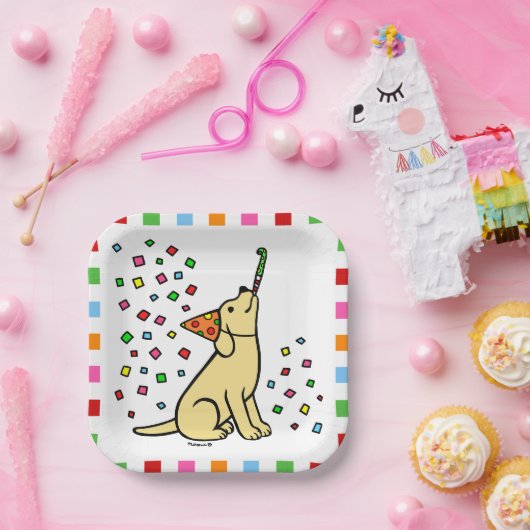 Gele Labrador Birthday Party Confetti Papieren Bordje (Feest)