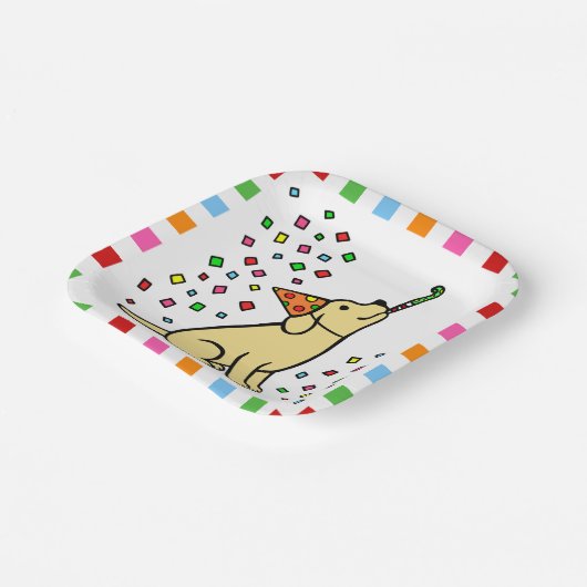 Gele Labrador Birthday Party Confetti Papieren Bordje (Gebogen)