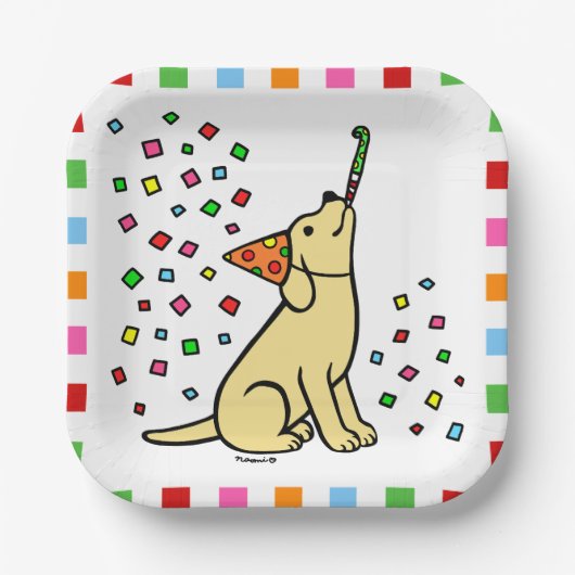 Gele Labrador Birthday Party Confetti Papieren Bordje (Voorkant)