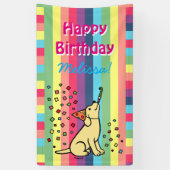 Gele Labrador Birthday Party Confetti Spandoek (Verticaal)
