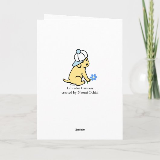 Gele Labrador Blauw Nieuwe Baby Boy Gefeliciteerd Kaart (Achterkant)