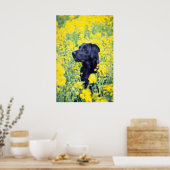 gele Labrador-bloemen Poster (Keuken)