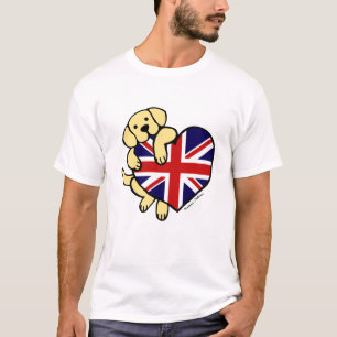 Gele labrador & Britse vlag Heart 2 Cartoon T-shirt