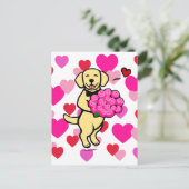 Gele labrador Cartoon met Rozen Briefkaart (Staand voorkant)