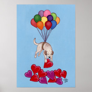 Gele labrador Collecting Hearts (liefde) Artwork P Poster