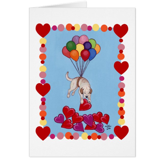 Gele labrador die LOVE verzamelt (omlijst) (Voorkant)