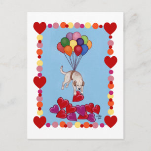 Gele labrador die LOVE verzamelt (omlijst) Briefkaart