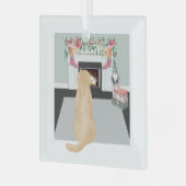 Gele labrador Dog in de kersthaspel Glas Ornament (Voorkant links)
