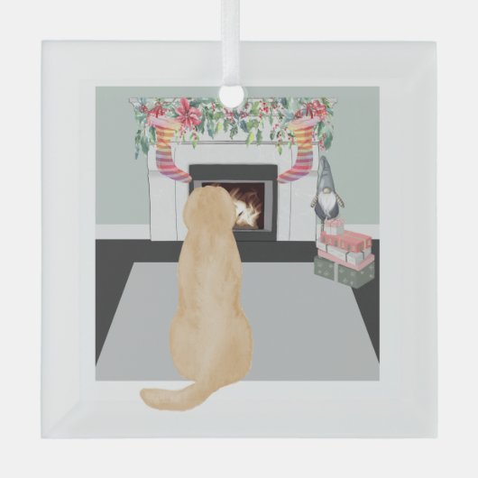 Gele labrador Dog in de kersthaspel Glas Ornament (Voorkant)