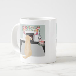 Gele labrador Dog in de kersthaspel Grote Koffiekop