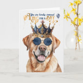 Gele Labrador Dog King voor een dag grappige verja Kaart (Gele Bloem)