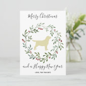 Gele labrador Elegante Hond Vrolijk Kerstfeest Feestdagenkaart (Staand voorkant)