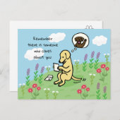 Gele labrador en brief Iemand geeft om Briefkaart (Voorkant / Achterkant)