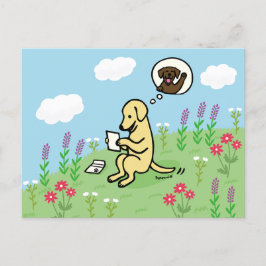 Gele labrador en brief van een vriend briefkaart