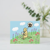 Gele labrador en brief van een vriend briefkaart (Staand voorkant)
