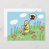 Gele labrador en brief van een vriend briefkaart (Voorkant / Achterkant)