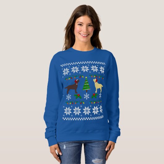 Gele Labrador en Chocolade Labrador Kerstmis Trui (Voorkant volledig)