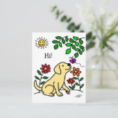 Gele labrador en groen briefkaart (Staand voorkant)