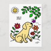 Gele labrador en groen briefkaart (Voorkant)
