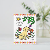 Gele labrador en groen briefkaart (Staand voorkant)