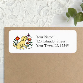 Gele labrador en groen etiket