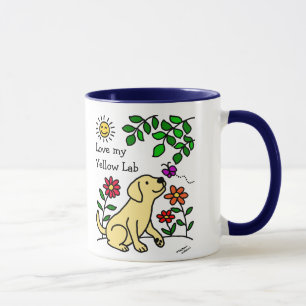 Gele labrador en groen mok