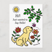 Gele Labrador en Groene Hi Briefkaart (Voorkant)
