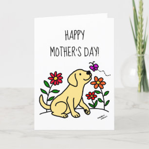 Gele labrador en groene Moederdag Kaart