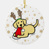 Gele labrador en kerstkerstCartoon Keramisch Ornament (Voorkant)