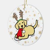 Gele labrador en kerstkerstCartoon Keramisch Ornament (Links)