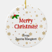 Gele labrador en kerstkerstCartoon Keramisch Ornament (Achterkant)