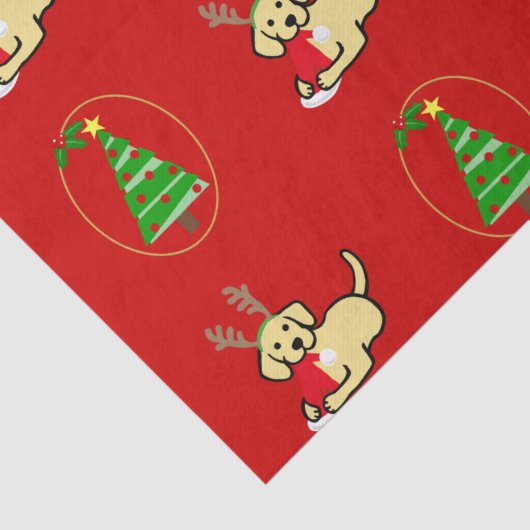 Gele labrador en kerstkerstCartoon Tissuepapier (Detail)