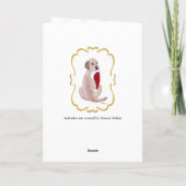 Gele labrador en kerstman met snowflake feestdagen kaart (Achterkant)