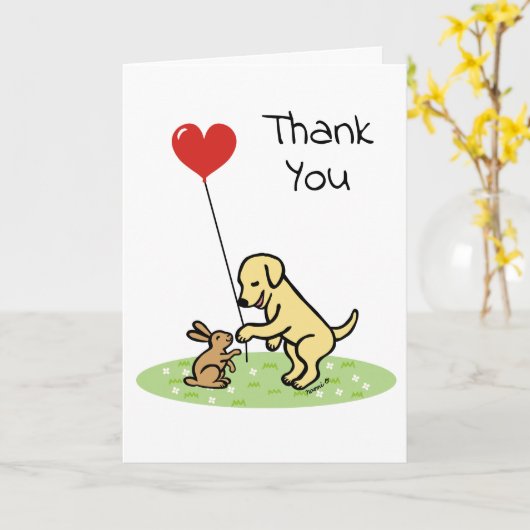 Gele Labrador en kleine vriend Dank u Kaart (Gele Bloem)