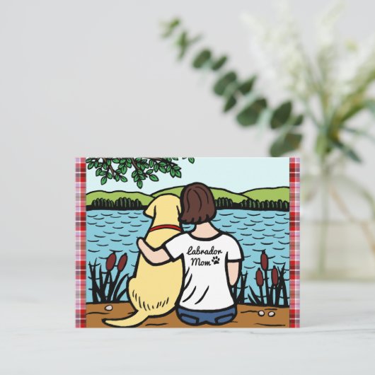 Gele labrador en mama 2 briefkaart (Staand voorkant)