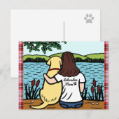 Gele labrador en mama lang briefkaart (Voorkant / Achterkant)