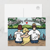 Gele Labrador en Ouders Happy Jubileum Feestdagenkaart (Voorkant / Achterkant)