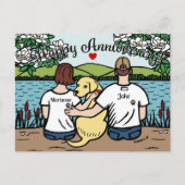 Gele Labrador en Ouders Happy Jubileum Feestdagenkaart (Voorkant)