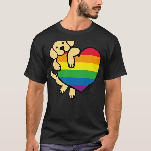 Gele labrador en regenboogpride t-shirt (Voorkant)